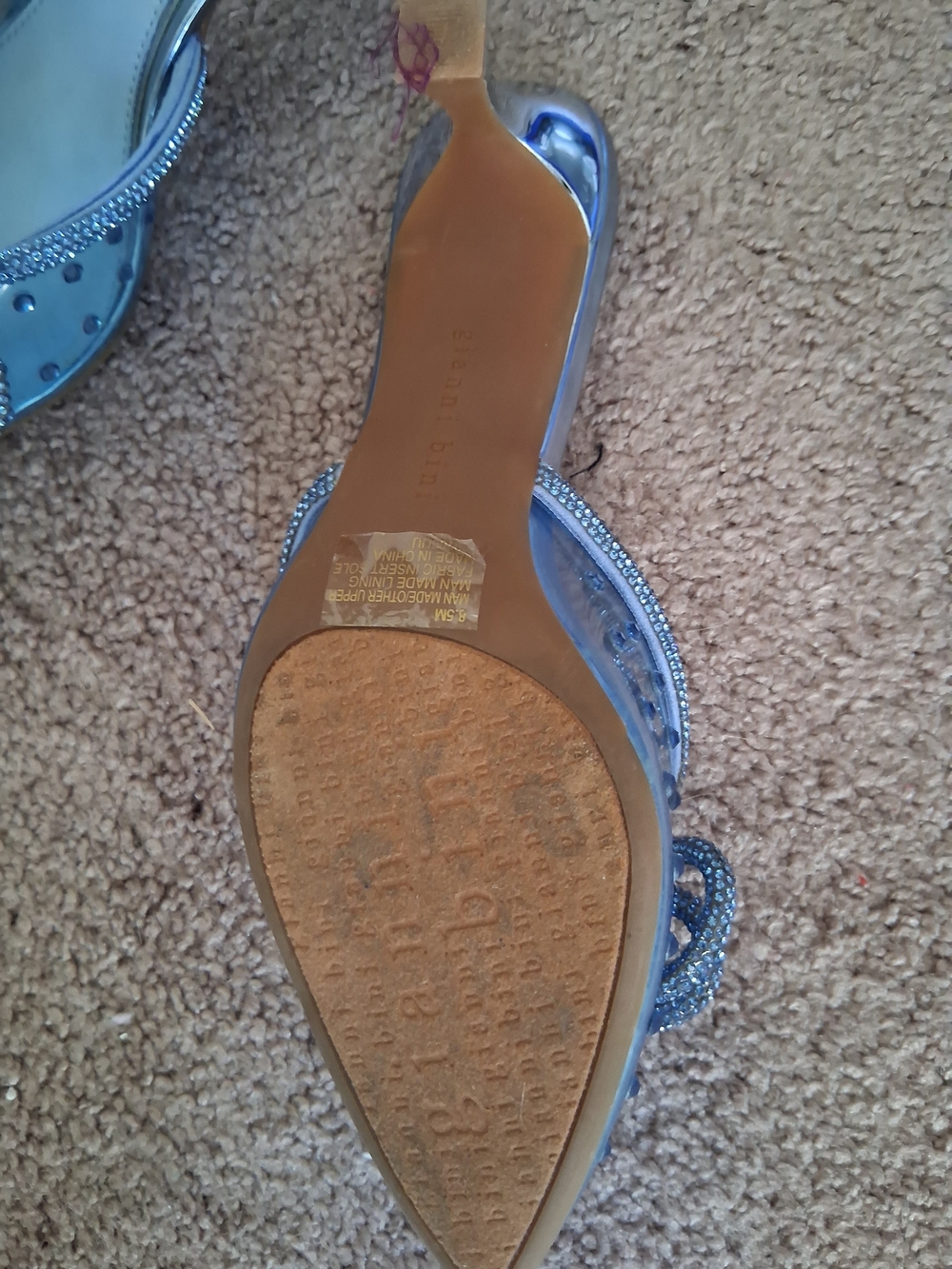 Women's Sz 8 Gianni Bini Blue Pointed Toe Embellished Mule Excellent Condition - Picture 6 of 10